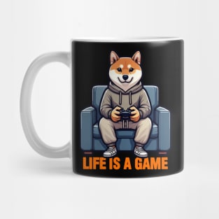 Life Is A Game meme Shiba Inu Gamer Play Video Games Mug